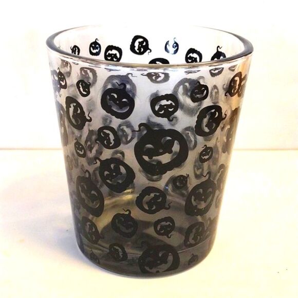 Black Frosted Spooky Halloween Printed 4" Glass Tumblers Set of 3 NWT - Picture 4 of 16
